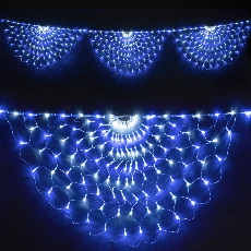 Светодиодная Сеть Радужная 3 x 0,5 м Бело-Синяя, 348 LED, Провод Прозрачный Силикон, IP65