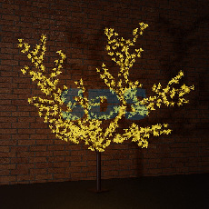 Светодиодное дерево &quot;Сакура&quot;, высота 2,4м, диаметр кроны 2,0м, желтые светодиоды, IP 54, понижающий трансформатор в комплекте, NEON-NIGHT