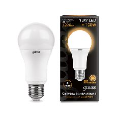 Лампа Gauss A60 12W 1150lm 3000K E27 LED 1/10/51