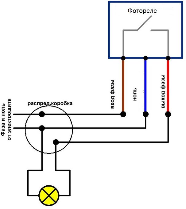 Схема подключения фотореле