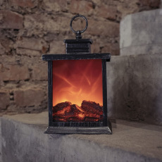 Светодиодный фонарь-камин Тепло-Белый с имитацией живого огня на батарейках
