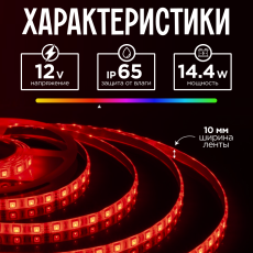 Светодиодная лента KS-5050-12v-14,4-60-RGB-IP65, LEDRUS
