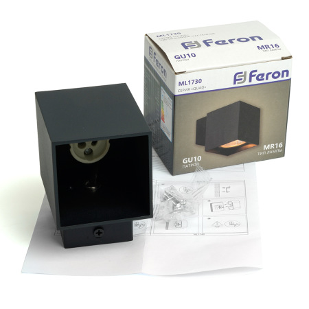 Светильник настенный Feron ML1730 QUAD MR16 35W, 230V, GU10, чёрный IP20