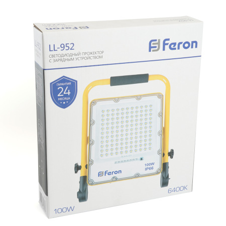 фото Светодиодный прожектор Feron LL-952 переносной с зарядным устройством IP66 100W 6400K