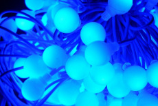 LED-PLR-100-15M-240V-B/WH 100 LED цвет синий, белые матовые шарики D2,5см, 15m, белый кауч.провод,