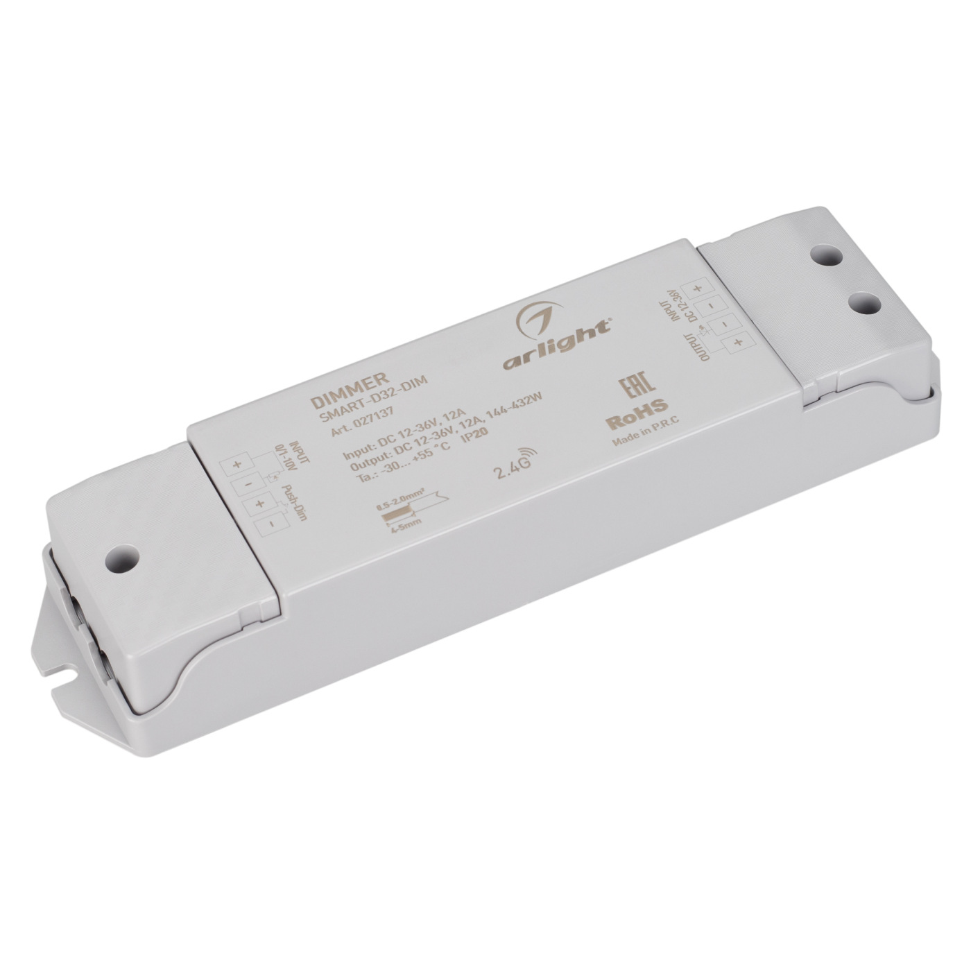 Диммер SMART-D32-DIM (12-36V, 12A, 0/1-10V) (Arlight, IP20 Пластик, 5 лет) диммер sr 2005 12 36v 96 288w ir sensor arlight