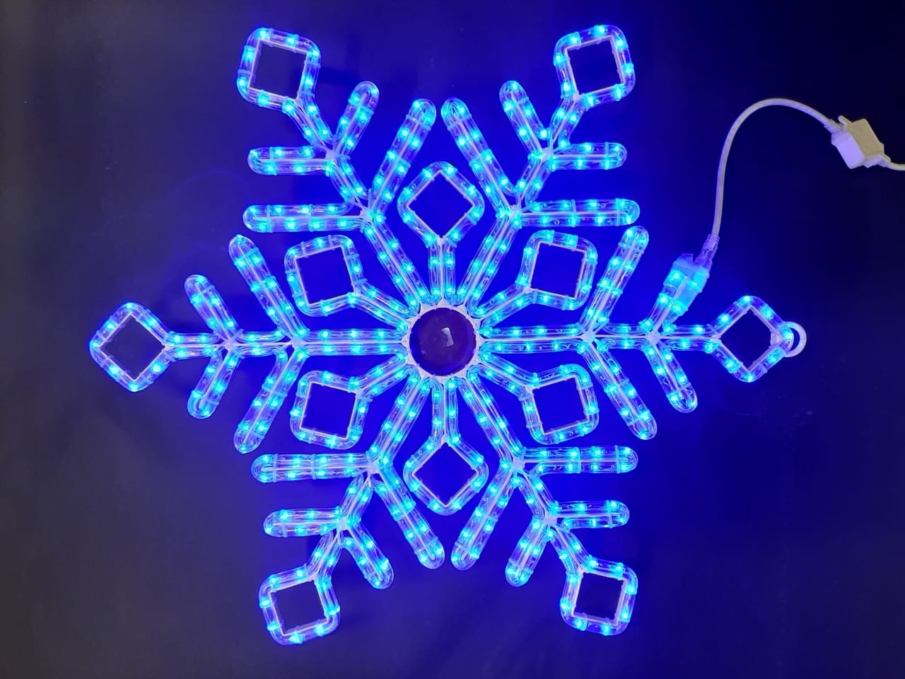 Светодиодная снежинка Rich LED, синий, дюралайт на металлокаркасе, 70 см, 360 LED, 220 B. RL-SFDL70-B