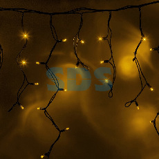 Гирлянда Айсикл (бахрома) светодиодный, 5,6 х 0,9 м, черный провод КАУЧУК, 230 В, диоды желтые, 240 LED NEON-NIGHT