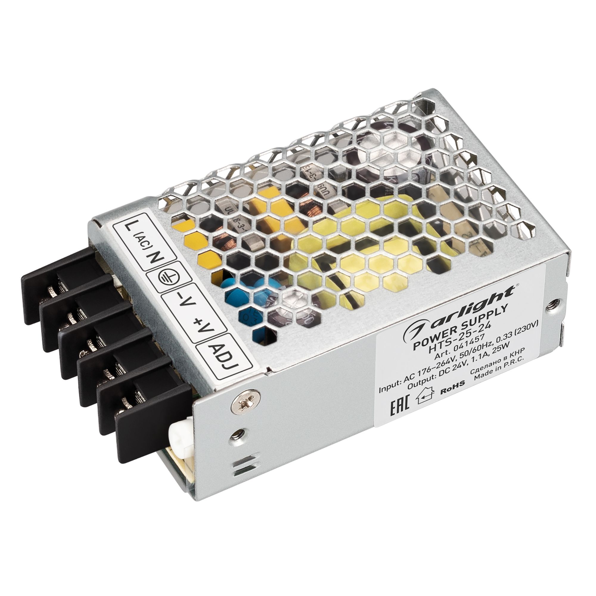Блок питания HTS-25-24 (24V, 1.1A, 25W) (Arlight, IP20 Сетка, 3 года) фильтр шим spv pfl 24010 dc dc 12 24v 10a arlight ip20 сетка 2 года