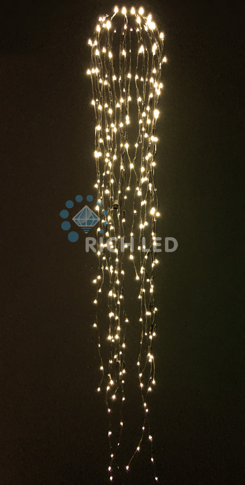 Светодиодные Дреды Rich LED, 150 см, теплые белые, соединяемые, 288 LED, белый провод RL-DR1.5-W/WW, цвет тёплый