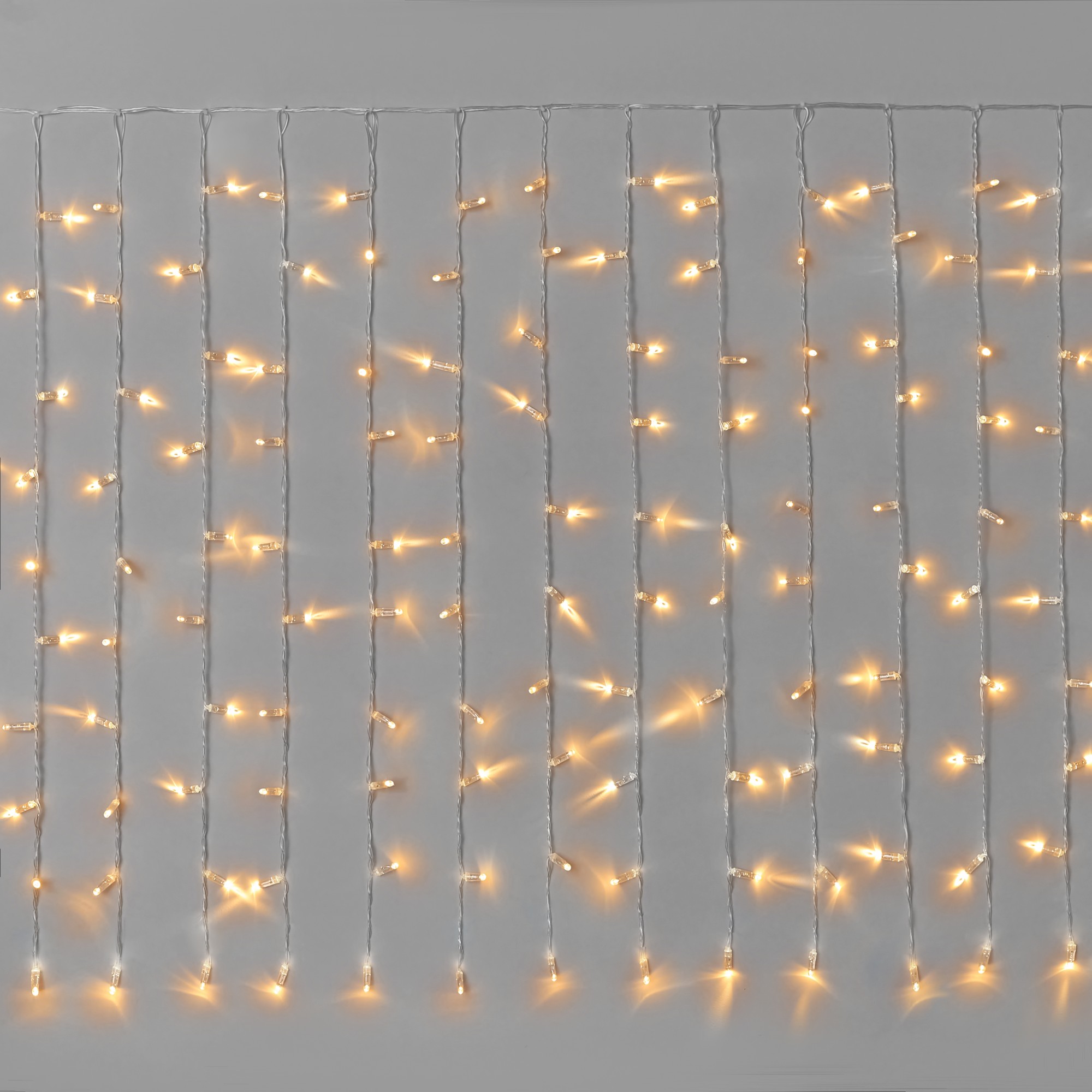 Гирлянда Занавес INOXHUB 2х1м Облегчённый, 200 LED, 220В, IP65, прозрачный провод, ТЁПЛЫЙ БЕЛЫЙ