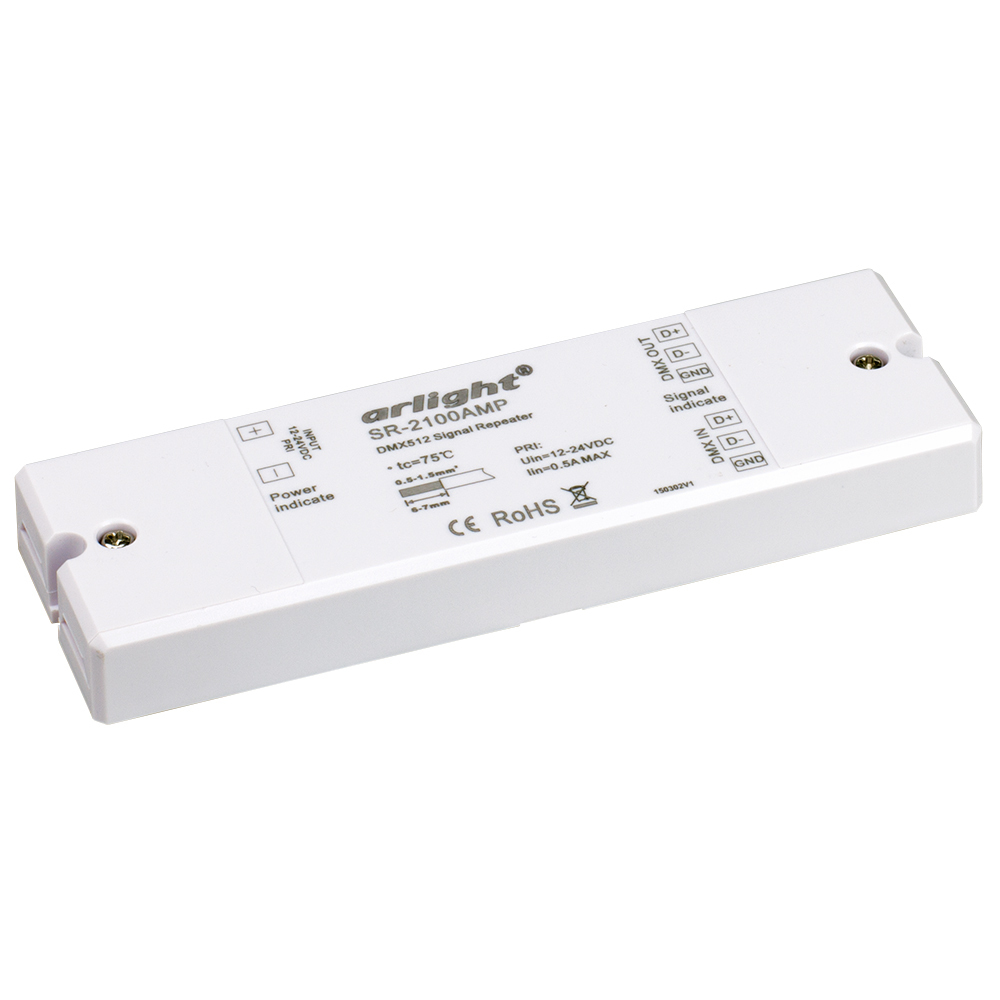 Усилитель DMX-сигнала SR-2100AMP (12-24V, 1CH) (Arlight, IP20 Пластик, 3 года) усилитель тв сигнала рэмо bas 8102 01