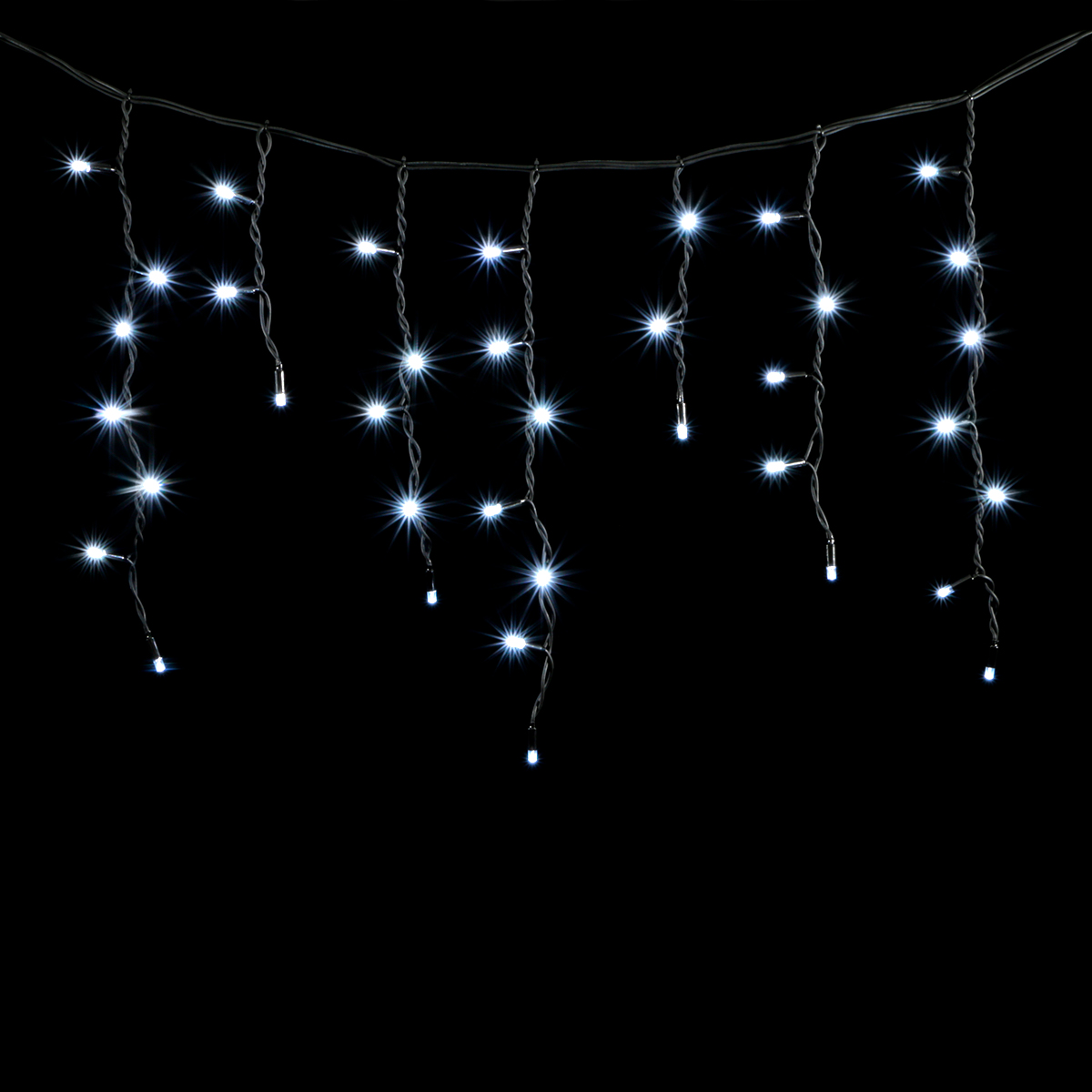 

Гирлянда Бахрома 3,1 x 0,5 м Белая 220В, 120 LED, Провод Черный Каучук, IP54, LL120-1-2W