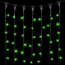 Гирлянда Занавес 2 x 1 м Зеленый 220В, 200 LED, Провод Черный ПВХ, IP54
