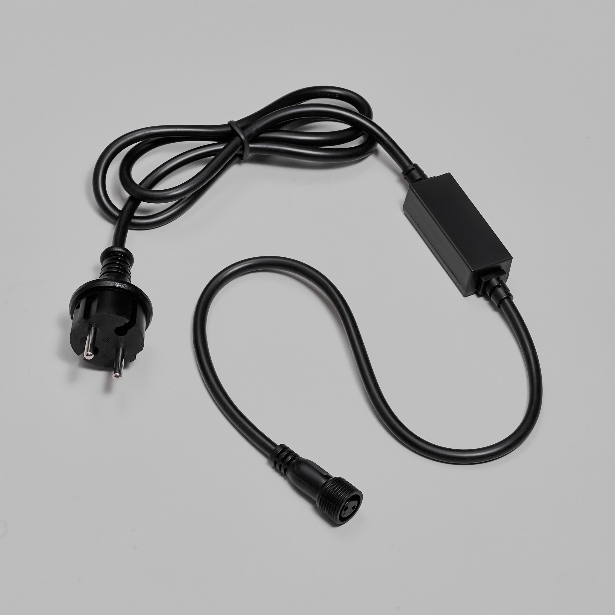 Блок питания 2А для гирлянд 2-pin INOXHUB, 220В, 1.5м, ЧЁРНЫЙ провод