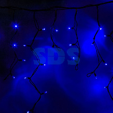 Гирлянда Айсикл (бахрома) светодиодный, 5,6 х 0,9 м, черный провод КАУЧУК, 230 В, диоды синие, 240 LED NEON-NIGHT