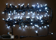 Светодиодная гирлянда Rich LED 10 м, 100 LED, 220 В, соединяемая, влагозащитный колпачок, белая, черный провод, RL-S10C-220V-CB/W