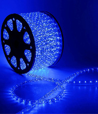 Светодиодный Дюралайт Ø13 мм Синий с Мерцанием Белого Диода, 36 LED/м, Свечение 360°, IP54, Бухта 100м