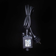 Трансформатор 9,6W для Силиконовых Нитей 24В, до 200 LED, Провод Черный Каучук, IP65