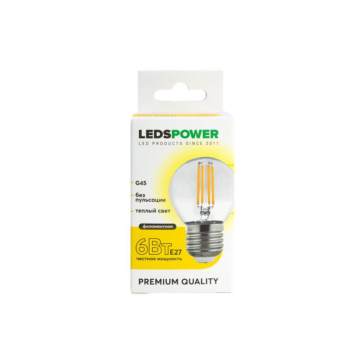 Светодиодная лампа LEDS POWER Filament G45 E27 6Вт 3000К 007113 1680₽