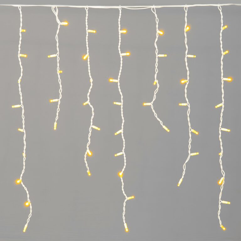 Гирлянда Бахрома 3,2 х 0,9 м Желтая, 168 LED, Белый Провод Каучук, IP65