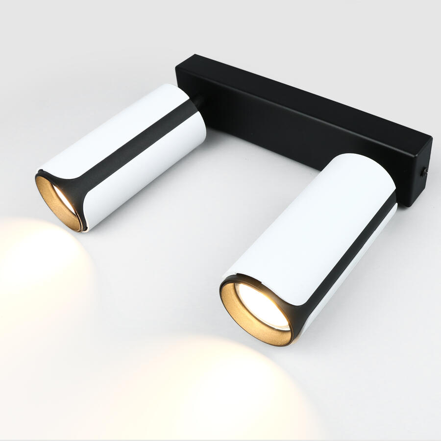 Спот на основании GWL-2GU10-M-IP20 Двойной Белый + Черный Монохром