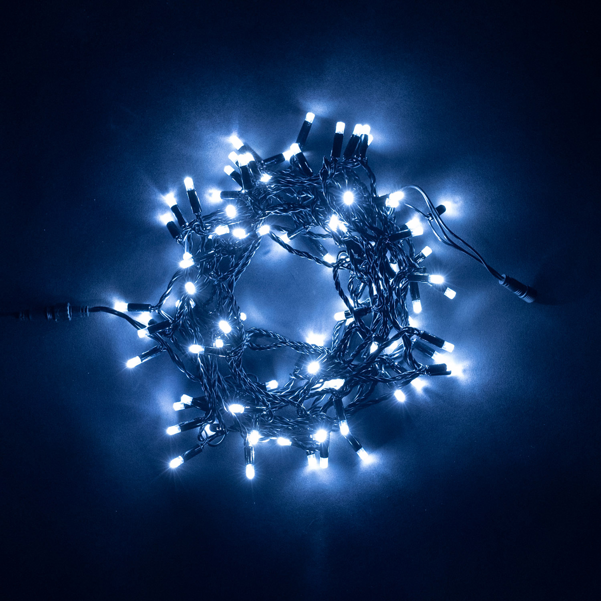 

Гирлянда Нить с Колпачком 10м Белая с Мерцанием Белого Диода 24В, 100 LED, Провод Черный ПВХ, IP65, PST100BLWCAP-11-1W