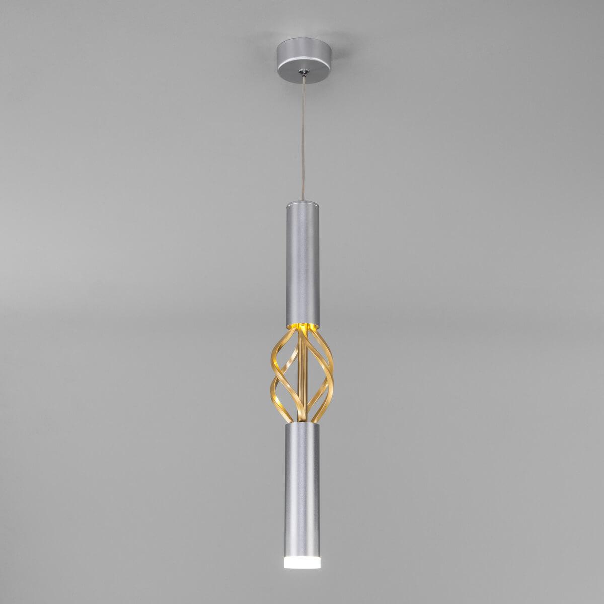 Подвесной светодиодный светильник Eurosvet Lance 50191/1 LED матовое серебро/матовое золото смеситель для кухни seaman barcelone античное золото ssl 5077 ag