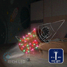 Светодиодная гирлянда Rich LED 10 м, 100 LED, 24 В, соединяемая, RGP, мерцающая, прозрачный провод RL-S10CF-24V-T/RGP