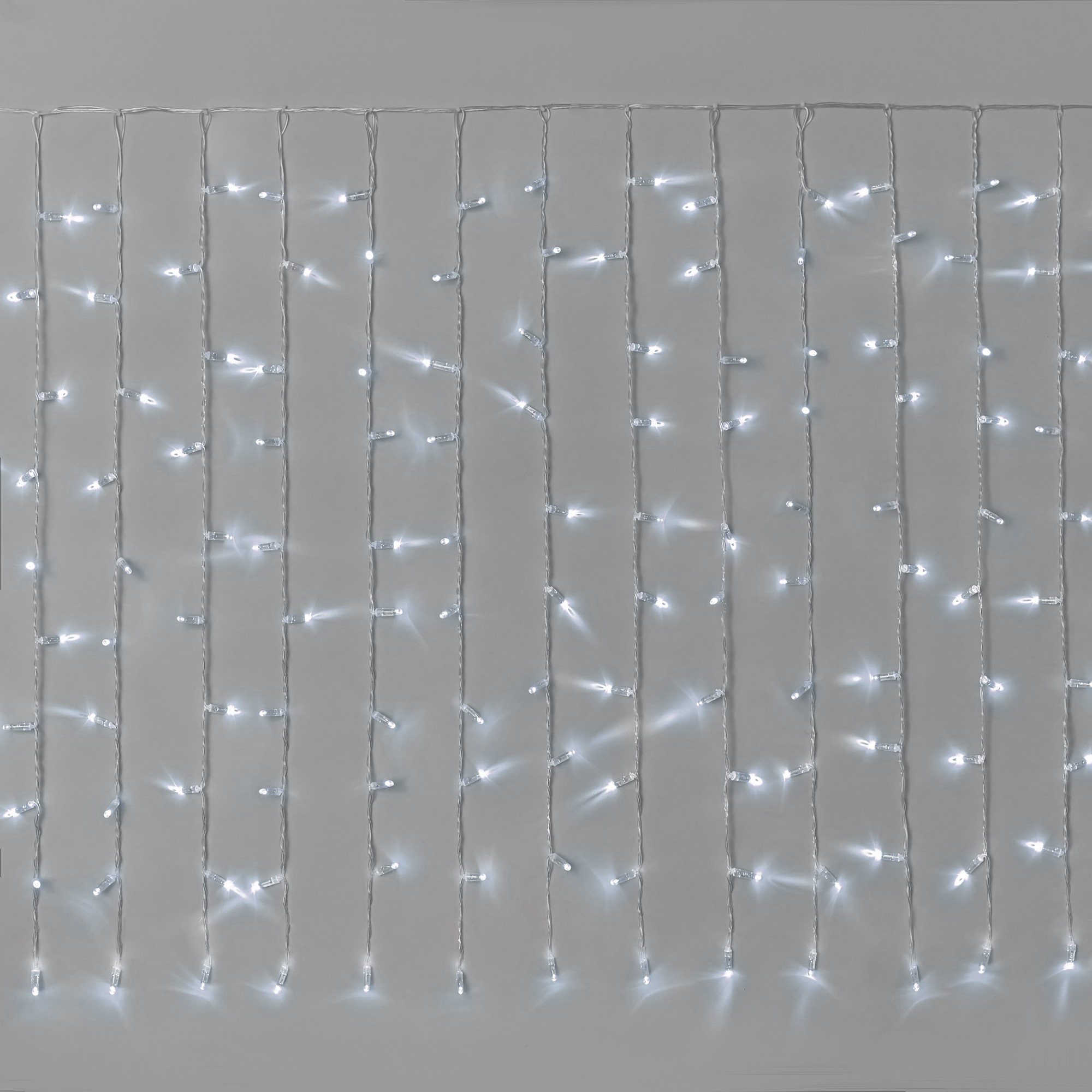 Гирлянда Занавес INOXHUB 2х1м Облегчённый, 200 LED, 220В, IP65, прозрачный провод, БЕЛЫЙ