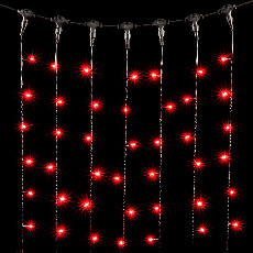 Гирлянда Занавес 2 x 3 м Красный 220В, 600 LED, Провод Черный ПВХ, IP54