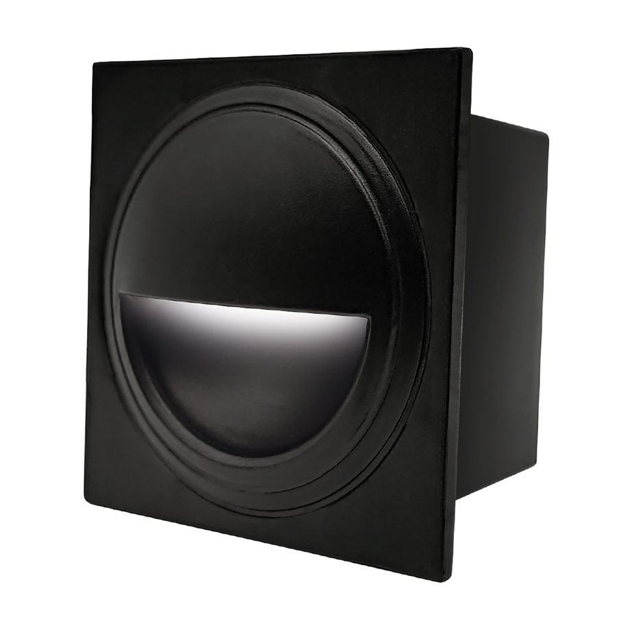 Светильник для ступеней 3Вт 5000К Металл Черный Квадрат Полукруг General GSTL-S1-3BT-5K 974₽