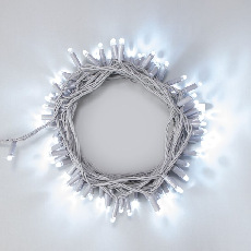 Гирлянда Нить 10м Белая 24В, 100 LED, Провод Серый Каучук 2,3мм, IP65