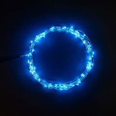 Гирлянда Роса 10м Синяя 12В, 100 LED, Провод Прозрачный Проволока, IP20