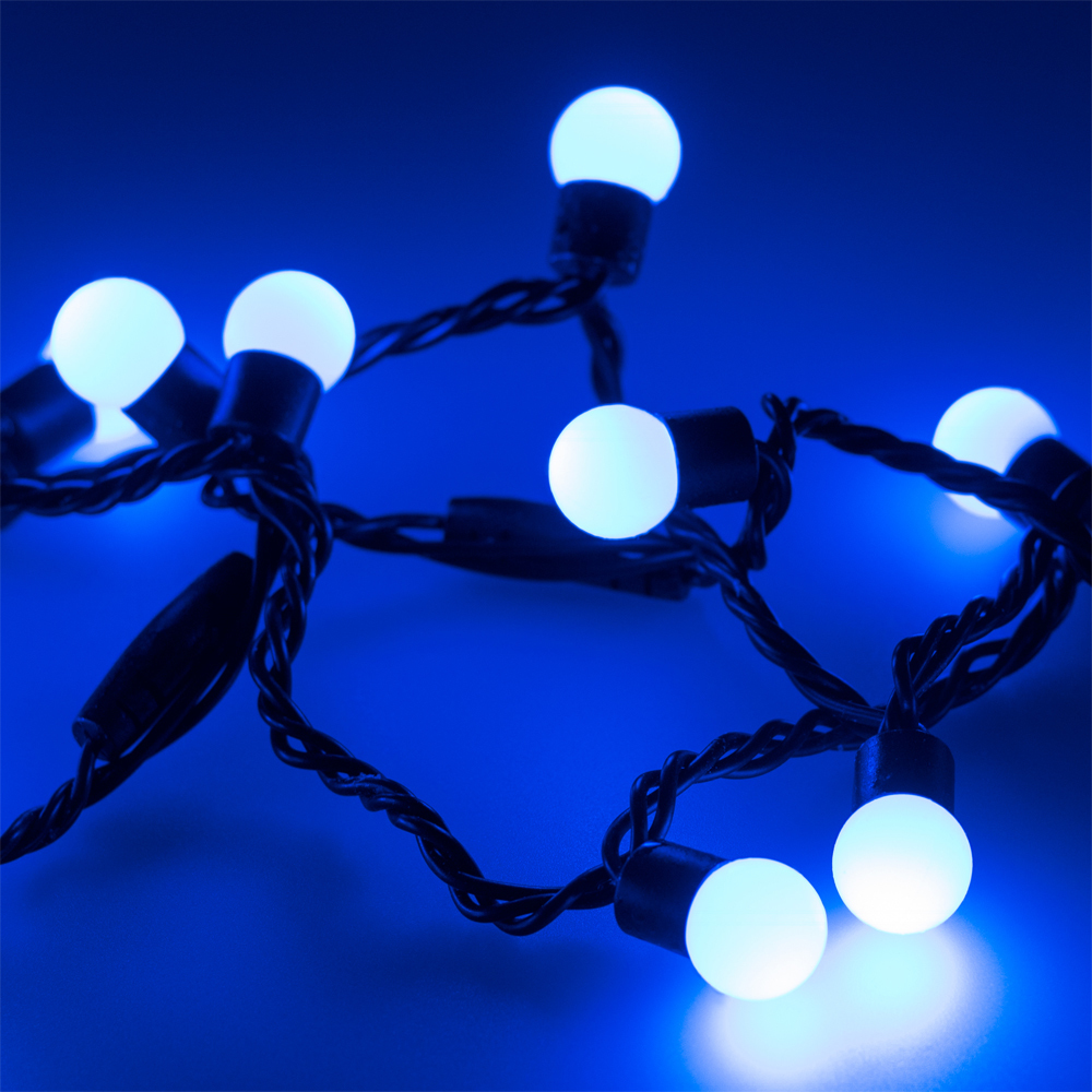 Светодиодная гирлянда ARD-BALL-CLASSIC-D17.5-10000-BLACK-100LED BLUE (230V, 7W) (Ardecoled, IP65) светодиодная гирлянда ard string classic 10000 white 100led flash blue 230v 7w ardecoled ip65