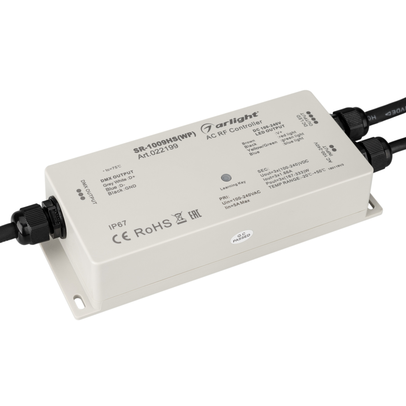Контроллер SR-1009HSWP (230V, 3x1.66A) (Arlight, IP67 Пластик, 3 года) контроллер hx 801sb 2048 pix 5 24v sd card arlight
