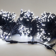 Комплект 3 Белых Нити по 20м с Мерцанием Белого Диода, 600 LED, Провод Черный Каучук 2,3мм, IP54