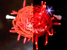 Светодиодная гирлянда Rich LED 10 м, 100 LED, 220 В, соединяемая, мерцающая, красный резиновый провод, красная RL-S10CF-220V-RR/R