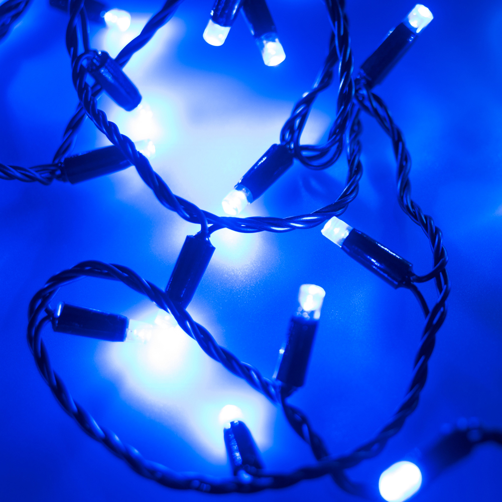 Светодиодная гирлянда ARD-STRING-CLASSIC-10000-BLACK-100LED-FLASH BLUE (230V, 7W) (Ardecoled, IP65) гирлянда нить 10 м 200 led прозрачный пвх свечения белый с эффектом мерцания каждый 5 й neon night