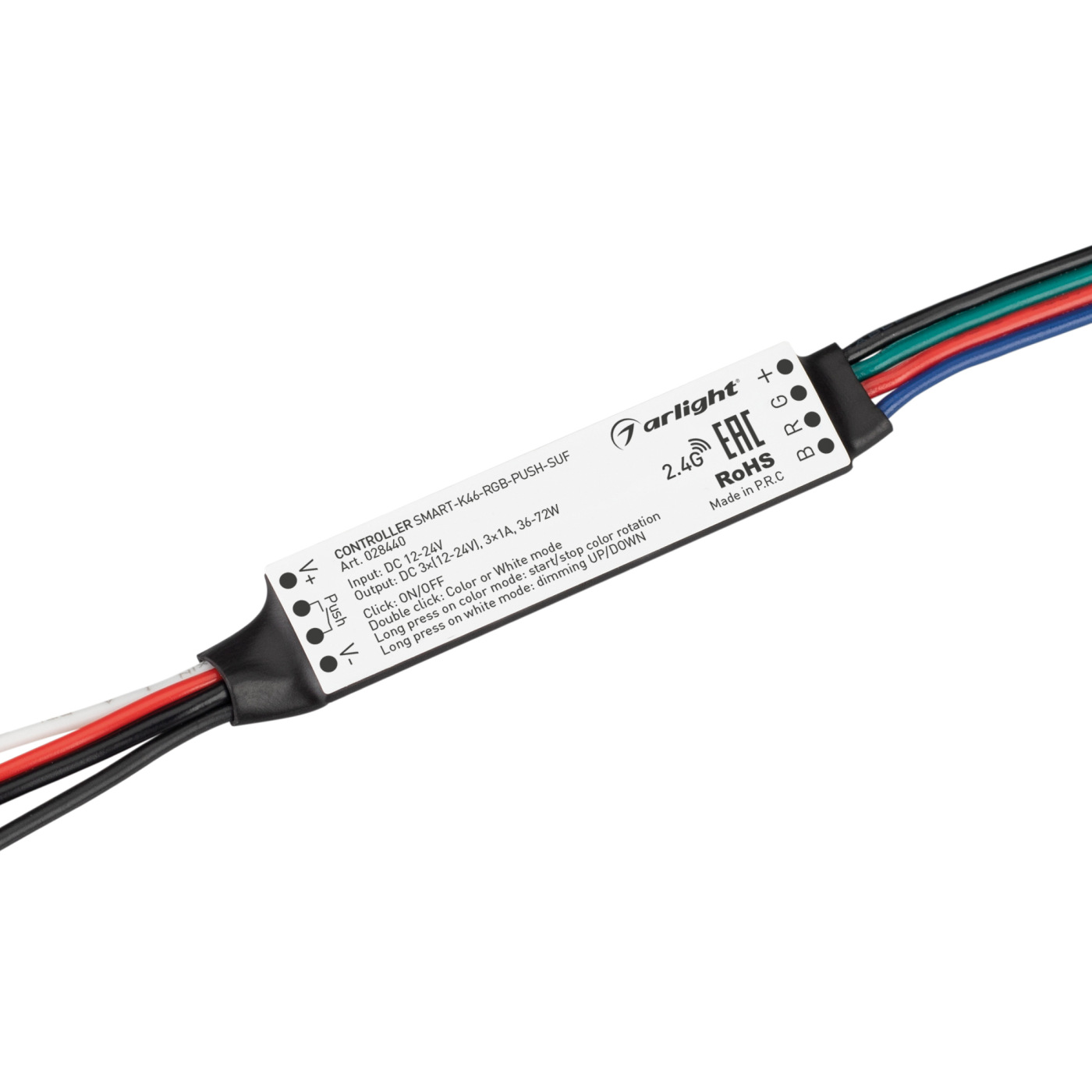 Контроллер SMART-K46-RGB-PUSH-SUF (12-24V, 3x1A, 2.4G) (Arlight, Пластик) 100kn 10ton tension and compression push pull force gauge with s sensor