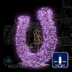 Светодиодная гирлянда Rich LED 10 м, 100 LED, 220 В, соединяемая, влагозащитный колпачок IP65, фиолетовая, прозрачный провод