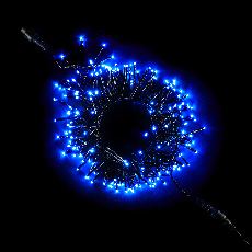 Гирлянда Кластерная с Мини Диодами 2,4м Синяя 220В, 192 LED, Провод Черный ПВХ, IP54