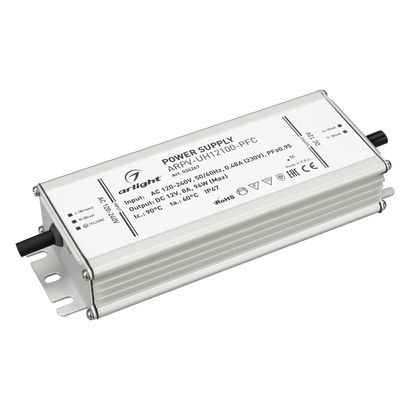 Блок питания ARPV-UH12100-PFC (12V, 8.0A, 96W) (Arlight, IP67 Металл, 7 лет) бесперебойные источники питания powercom стабилизатор напряжения tca 3000 white