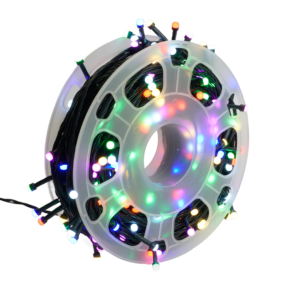 Светодиодная гирлянда на бобине Feron CL98 линейная 50м 3м 230V мультиколор c питанием от сети зеленый шнур 1587₽