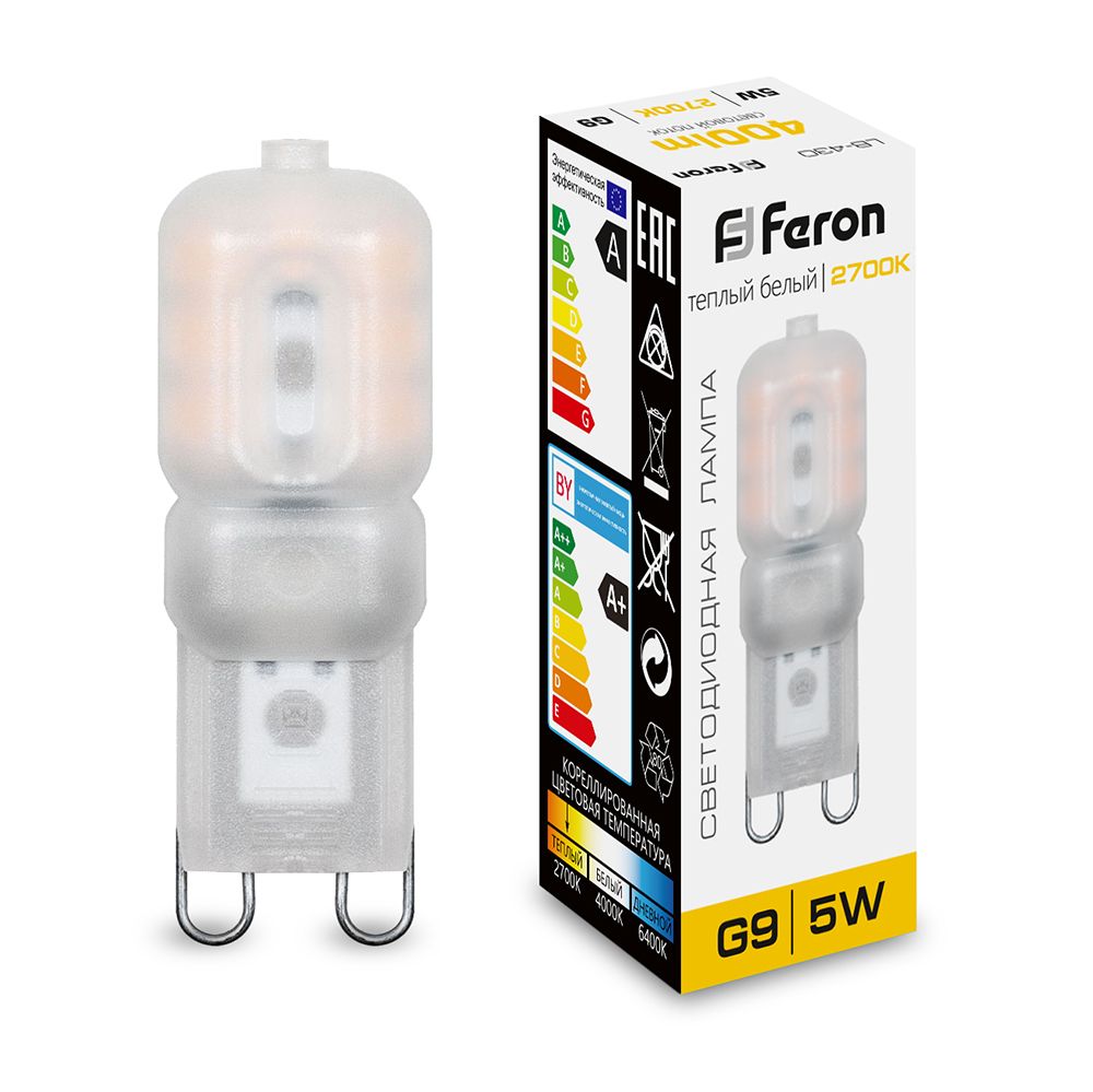 Лампа светодиодная Feron LB-430 G9 5W 230V 2700K, 25636