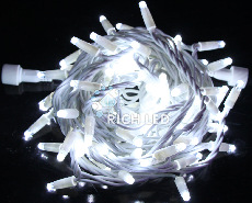 Светодиодная гирлянда Rich LED 10 м, 100 LED, 220 В, соединяемая, белый резиновый провод, белая RL-S10C-220V-RW/W