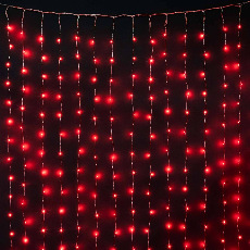 Гирлянда Занавес Роса 1,6 x 1,6 м Красный 12В, 256 LED, Прозрачный Провод Проволока, IP20