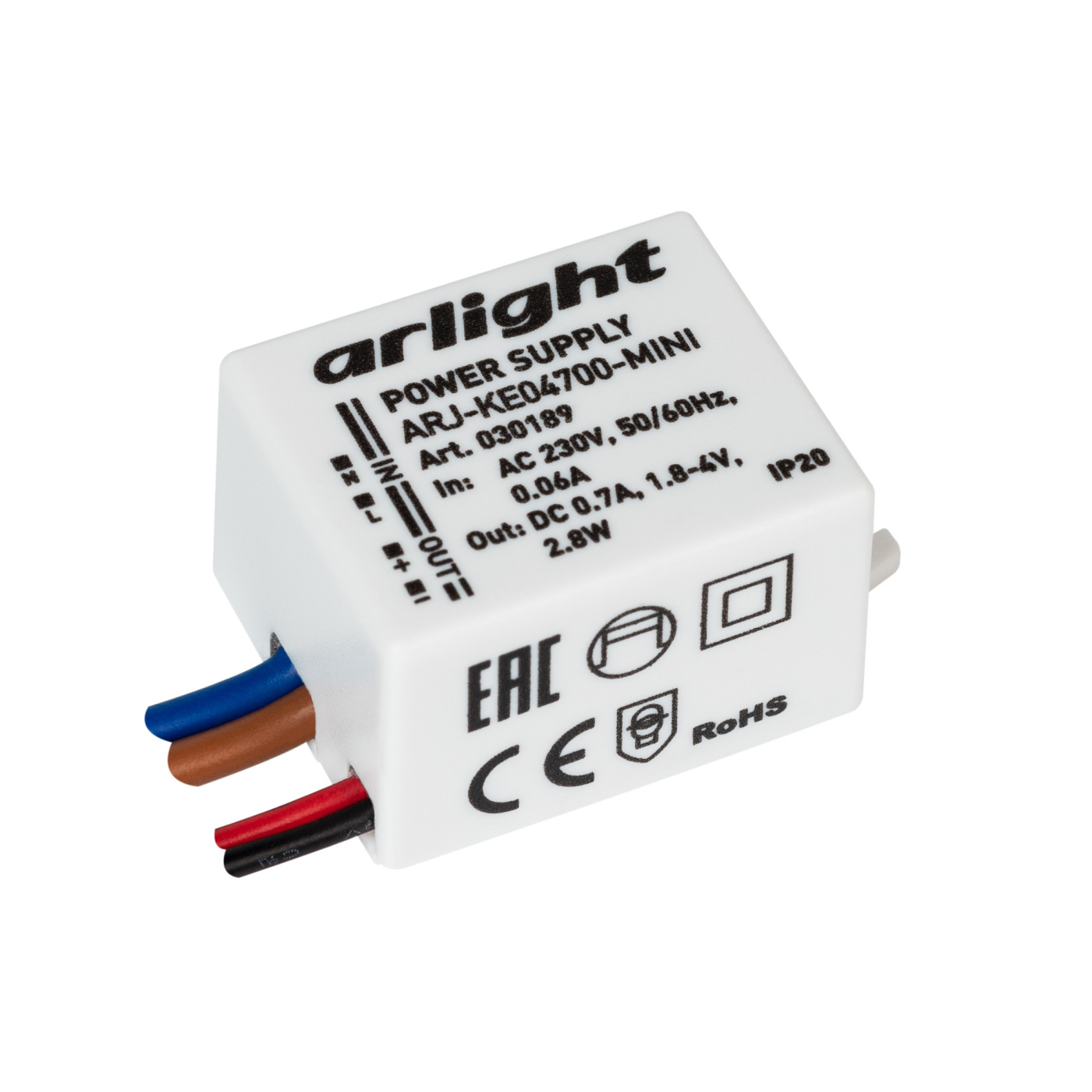 Блок питания ARJ-KE04700-MINI (2.8W, 700mA) (Arlight, IP20 Пластик, 5 лет) контроллер тока sr kn041cc din 12 48v 4x350 700ma arlight