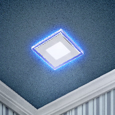 LED 4-6 BL Светильник ЭРА светодиодный квадратный c cиней подсветкой LED 6W 220V 4000K