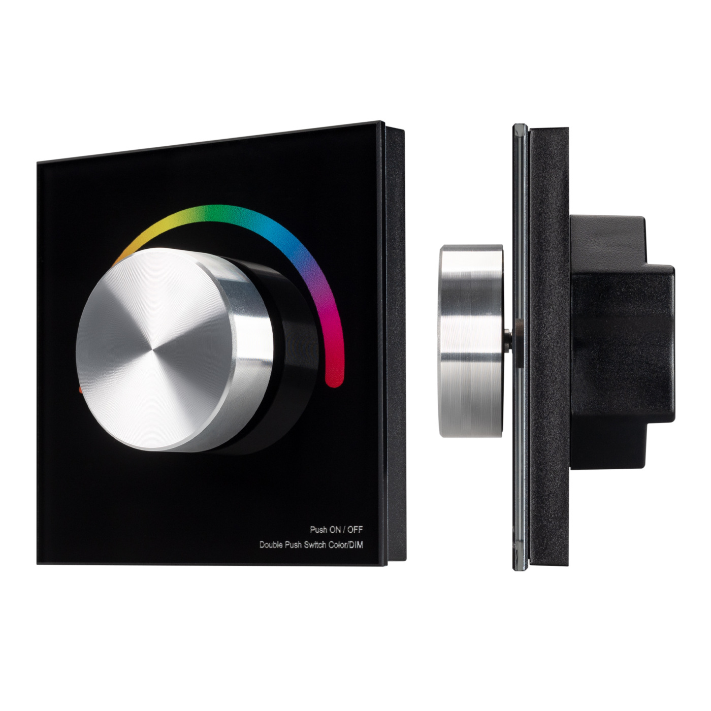 Панель SMART-P5-RGB-G-IN Black (3V, Rotary, 2.4G) (Arlight, IP20 Пластик, 5 лет) набор для крепления стеклянной дверки двустворчатой 90 мм пластик чёрный
